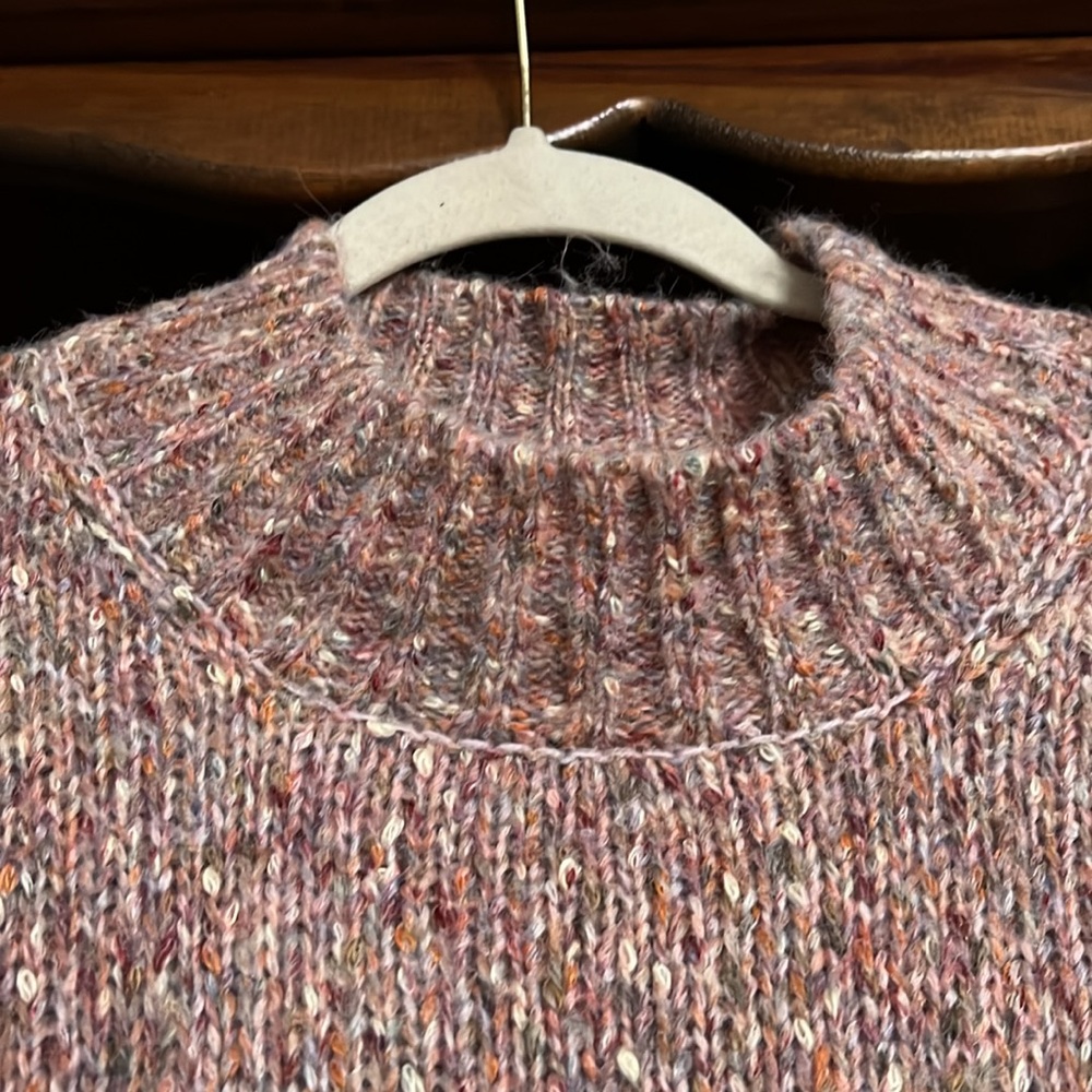 RD STYLE Pink/Orange/Cream Multi Color Mock Neck Cropped Sweater, Sz Small, GUC - Picture 4 of 9